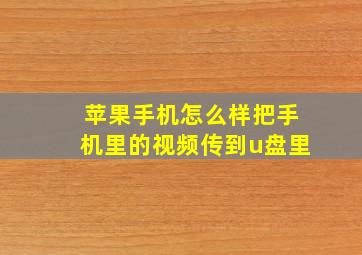 苹果手机怎么样把手机里的视频传到u盘里