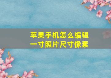 苹果手机怎么编辑一寸照片尺寸像素