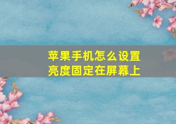 苹果手机怎么设置亮度固定在屏幕上