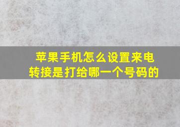 苹果手机怎么设置来电转接是打给哪一个号码的