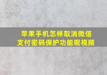 苹果手机怎样取消微信支付密码保护功能呢视频