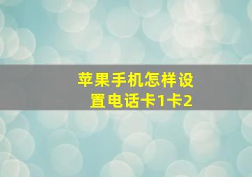 苹果手机怎样设置电话卡1卡2