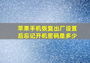 苹果手机恢复出厂设置后忘记开机密码是多少