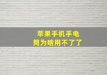 苹果手机手电筒为啥用不了了