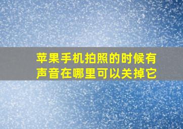 苹果手机拍照的时候有声音在哪里可以关掉它