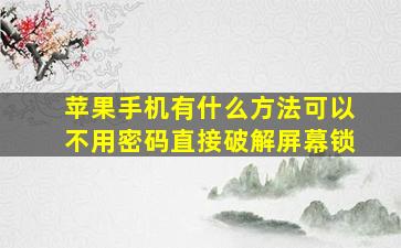 苹果手机有什么方法可以不用密码直接破解屏幕锁