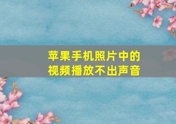 苹果手机照片中的视频播放不出声音