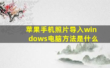 苹果手机照片导入windows电脑方法是什么