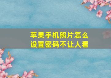 苹果手机照片怎么设置密码不让人看