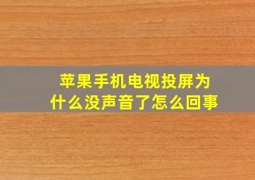 苹果手机电视投屏为什么没声音了怎么回事