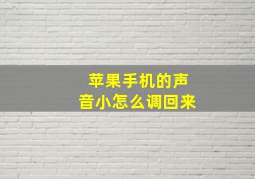 苹果手机的声音小怎么调回来