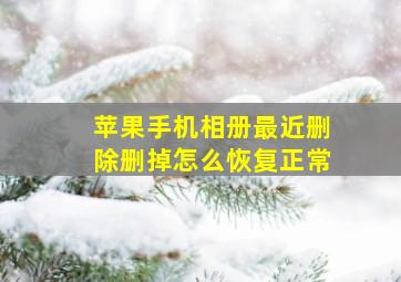 苹果手机相册最近删除删掉怎么恢复正常