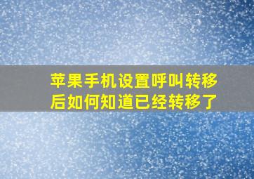 苹果手机设置呼叫转移后如何知道已经转移了