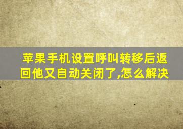 苹果手机设置呼叫转移后返回他又自动关闭了,怎么解决