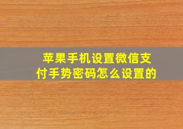 苹果手机设置微信支付手势密码怎么设置的