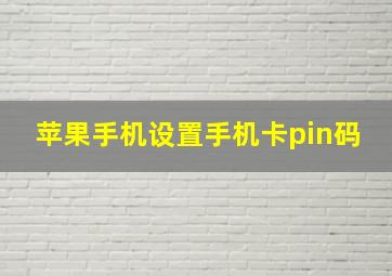 苹果手机设置手机卡pin码