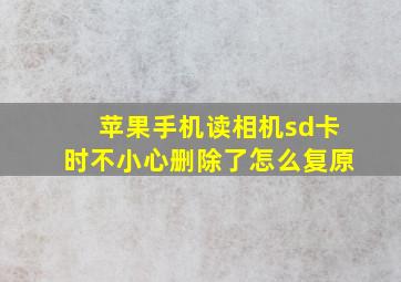 苹果手机读相机sd卡时不小心删除了怎么复原