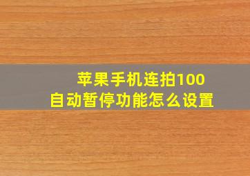 苹果手机连拍100自动暂停功能怎么设置