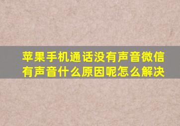 苹果手机通话没有声音微信有声音什么原因呢怎么解决