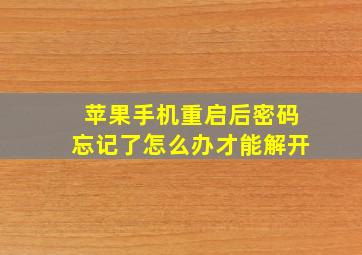 苹果手机重启后密码忘记了怎么办才能解开