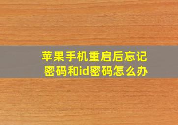 苹果手机重启后忘记密码和id密码怎么办