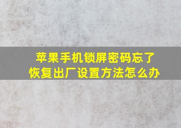 苹果手机锁屏密码忘了恢复出厂设置方法怎么办