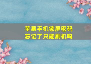 苹果手机锁屏密码忘记了只能刷机吗