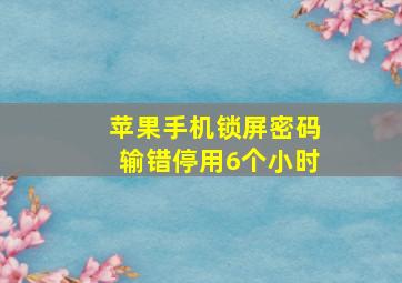 苹果手机锁屏密码输错停用6个小时