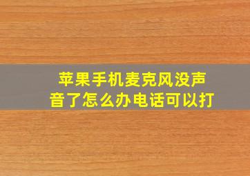 苹果手机麦克风没声音了怎么办电话可以打