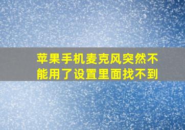 苹果手机麦克风突然不能用了设置里面找不到