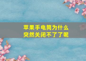 苹果手电筒为什么突然关闭不了了呢