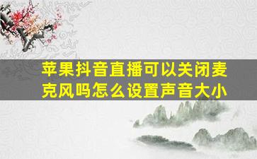 苹果抖音直播可以关闭麦克风吗怎么设置声音大小