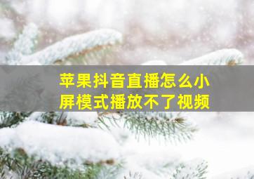 苹果抖音直播怎么小屏模式播放不了视频