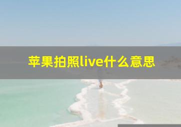 苹果拍照live什么意思