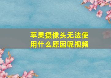 苹果摄像头无法使用什么原因呢视频