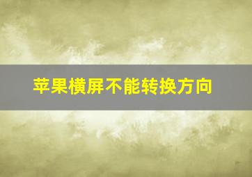 苹果横屏不能转换方向