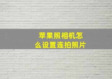 苹果照相机怎么设置连拍照片