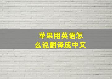 苹果用英语怎么说翻译成中文