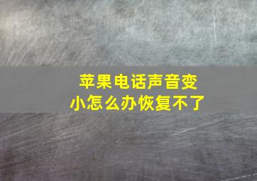 苹果电话声音变小怎么办恢复不了