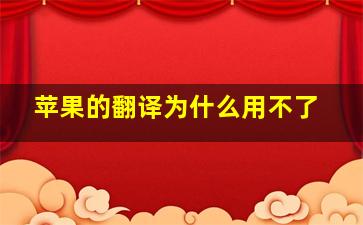 苹果的翻译为什么用不了