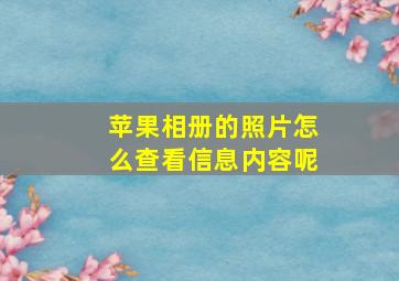 苹果相册的照片怎么查看信息内容呢