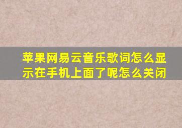 苹果网易云音乐歌词怎么显示在手机上面了呢怎么关闭