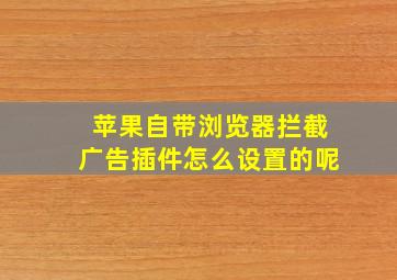 苹果自带浏览器拦截广告插件怎么设置的呢