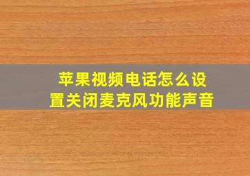 苹果视频电话怎么设置关闭麦克风功能声音