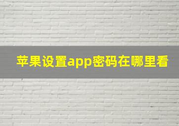 苹果设置app密码在哪里看