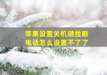 苹果设置关机键挂断电话怎么设置不了了