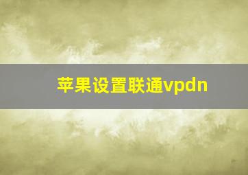 苹果设置联通vpdn