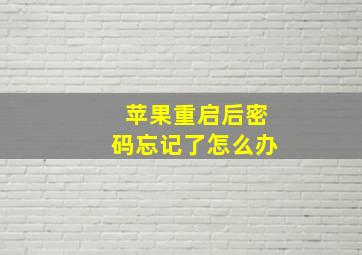 苹果重启后密码忘记了怎么办