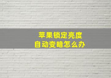 苹果锁定亮度自动变暗怎么办