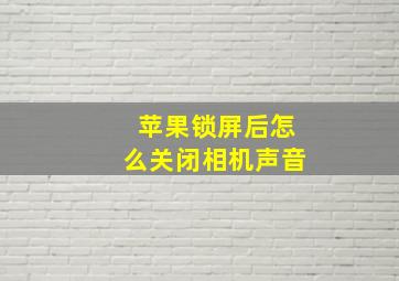 苹果锁屏后怎么关闭相机声音